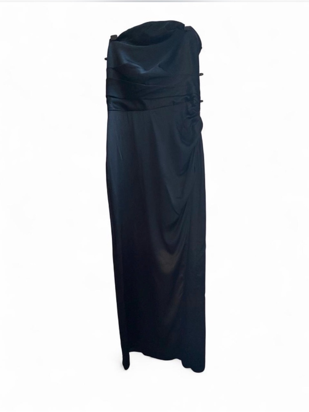 Reformation Black Strapless Satin Evening Gown